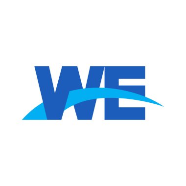 Initial letters logo WE, overlapping linked swoosh capital logo concept, blue, vector icon logo template elements for business, company, creative industry
