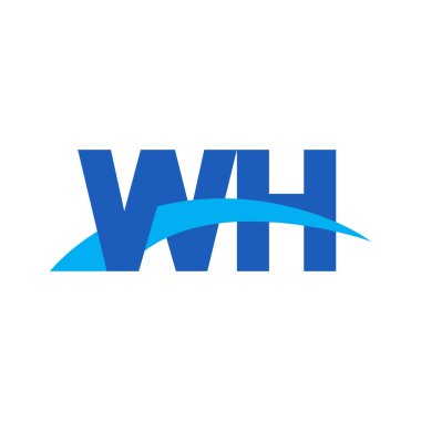 Initial letters logo WH, overlapping linked swoosh capital logo concept, blue, vector icon logo template elements for business, company, creative industry