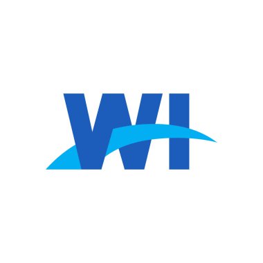 Initial letters logo WI, overlapping linked swoosh capital logo concept, blue, vector icon logo template elements for business, company, creative industry