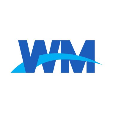 Initial letters logo WM, overlapping linked swoosh capital logo concept, blue, vector icon logo template elements for business, company, creative industry