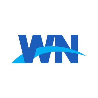 Initial letters logo WN, overlapping linked swoosh capital logo concept, blue, vector icon logo template elements for business, company, creative industry