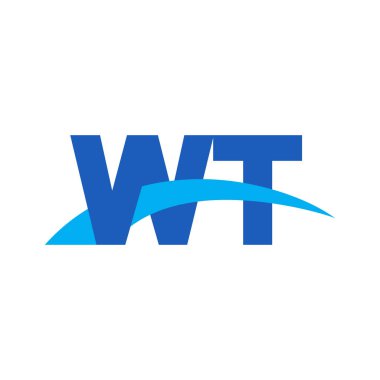 Initial letters logo WT, overlapping linked swoosh capital logo concept, blue, vector icon logo template elements for business, company, creative industry
