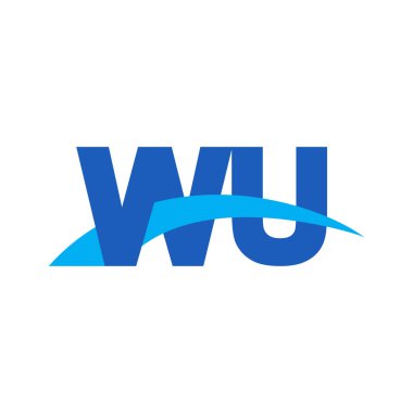 Initial letters logo WU, overlapping linked swoosh capital logo concept, blue, vector icon logo template elements for business, company, creative industry