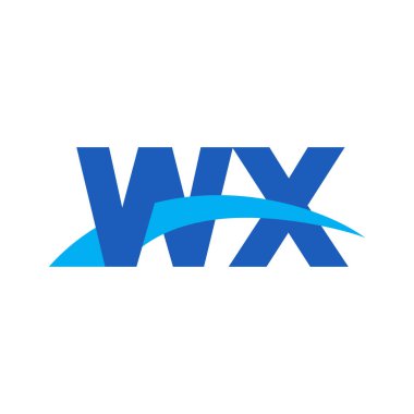 Initial letters logo WX, overlapping linked swoosh capital logo concept, blue, vector icon logo template elements for business, company, creative industry