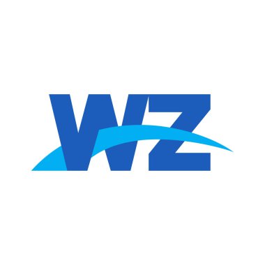 Initial letters logo WZ, overlapping linked swoosh capital logo concept, blue, vector icon logo template elements for business, company, creative industry