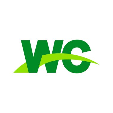 Initial letters logo WC, overlapping linked swoosh grass capital logo concept, eco nature green, vector icon logo template elements for business, company, creative industry