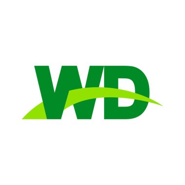 Initial letters logo WD, overlapping linked swoosh grass capital logo concept, eco nature green, vector icon logo template elements for business, company, creative industry