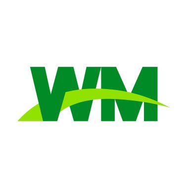 Initial letters logo WM, overlapping linked swoosh grass capital logo concept, eco nature green, vector icon logo template elements for business, company, creative industry