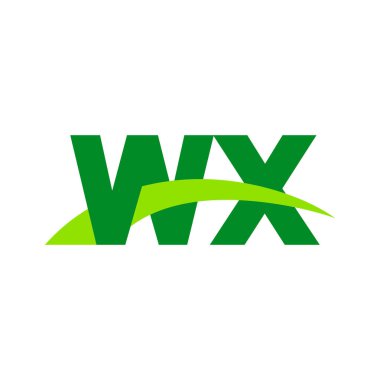 Initial letters logo WX, overlapping linked swoosh grass capital logo concept, eco nature green, vector icon logo template elements for business, company, creative industry