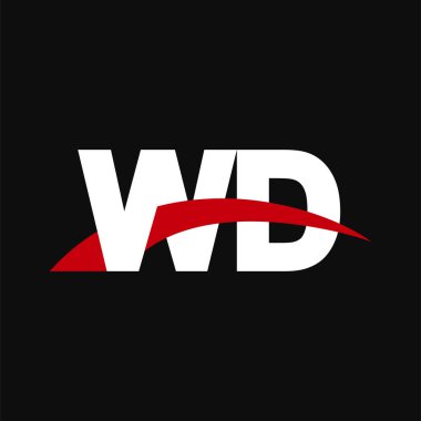 Initial letters logo WD, overlapping linked swoosh capital logo concept, white red black background, vector icon logo template elements for business, company, creative industry