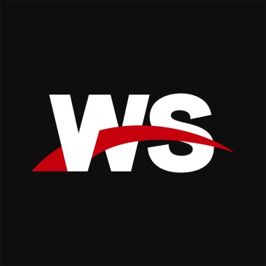 Initial letters logo WS, overlapping linked swoosh capital logo concept, white red black background, vector icon logo template elements for business, company, creative industry