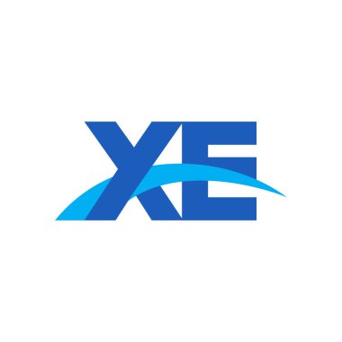 Initial letters logo XE, overlapping linked swoosh capital logo concept, blue, vector icon logo template elements for business, company, creative industry