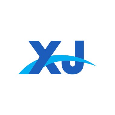 Initial letters logo XJ, overlapping linked swoosh capital logo concept, blue, vector icon logo template elements for business, company, creative industry
