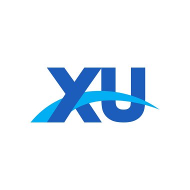 Initial letters logo XU, overlapping linked swoosh capital logo concept, blue, vector icon logo template elements for business, company, creative industry