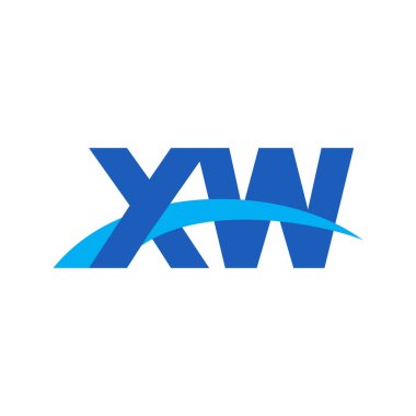 Initial letters logo XW, overlapping linked swoosh capital logo concept, blue, vector icon logo template elements for business, company, creative industry