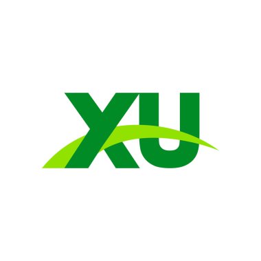 Initial letters logo XU, overlapping linked swoosh grass capital logo concept, eco nature green, vector icon logo template elements for business, company, creative industry