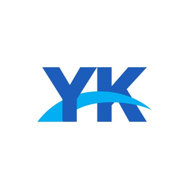 Initial letters logo YK, overlapping linked swoosh capital logo concept, blue, vector icon logo template elements for business, company, creative industry