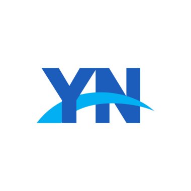 Initial letters logo YN, overlapping linked swoosh capital logo concept, blue, vector icon logo template elements for business, company, creative industry