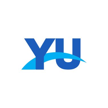 Initial letters logo YU, overlapping linked swoosh capital logo concept, blue, vector icon logo template elements for business, company, creative industry