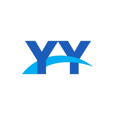 Initial letters logo YY, overlapping linked swoosh capital logo concept, blue, vector icon logo template elements for business, company, creative industry