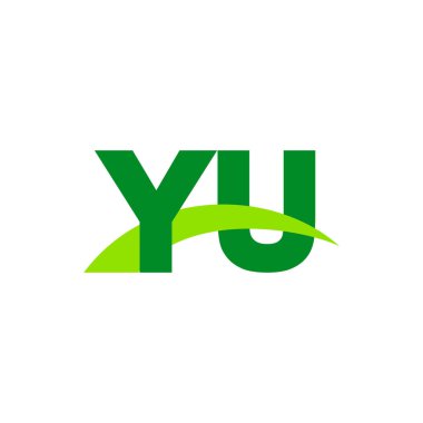 Initial letters logo YU, overlapping linked swoosh grass capital logo concept, eco nature green, vector icon logo template elements for business, company, creative industry