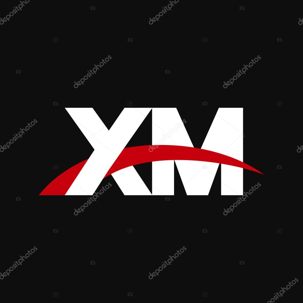 Initial letters logo XM, overlapping linked swoosh capital logo concept, white red black background, vector icon logo template elements for business, company, creative industry