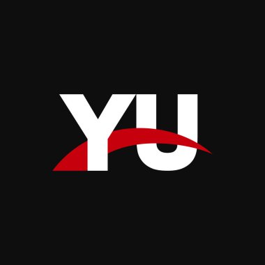 Initial letters logo YU, overlapping linked swoosh capital logo concept, white red black background, vector icon logo template elements for business, company, creative industry