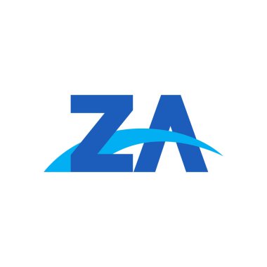 Initial letters logo ZA, overlapping linked swoosh capital logo concept, blue, vector icon logo template elements for business, company, creative industry