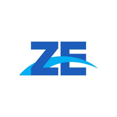 Initial letters logo ZE, overlapping linked swoosh capital logo concept, blue, vector icon logo template elements for business, company, creative industry