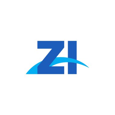 Initial letters logo ZI, overlapping linked swoosh capital logo concept, blue, vector icon logo template elements for business, company, creative industry