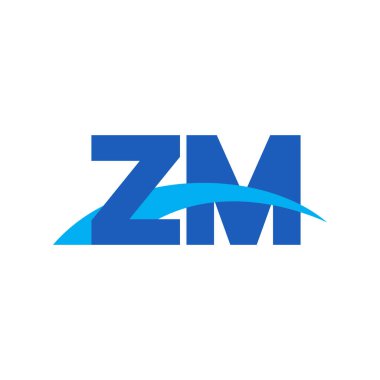 Initial letters logo ZM, overlapping linked swoosh capital logo concept, blue, vector icon logo template elements for business, company, creative industry