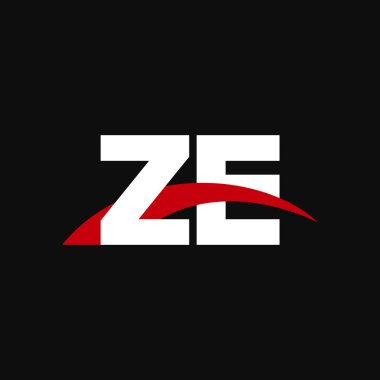 Initial letters logo ZE, overlapping linked swoosh capital logo concept, white red black background, vector icon logo template elements for business, company, creative industry