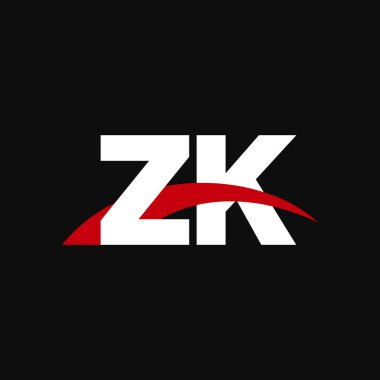 Initial letters logo ZK, overlapping linked swoosh capital logo concept, white red black background, vector icon logo template elements for business, company, creative industry