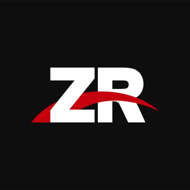 Initial letters logo ZR, overlapping linked swoosh capital logo concept, white red black background, vector icon logo template elements for business, company, creative industry