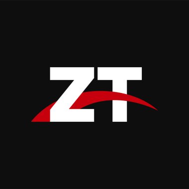 Initial letters logo ZT, overlapping linked swoosh capital logo concept, white red black background, vector icon logo template elements for business, company, creative industry