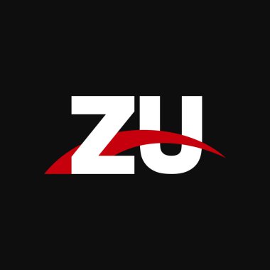 Initial letters logo ZU, overlapping linked swoosh capital logo concept, white red black background, vector icon logo template elements for business, company, creative industry