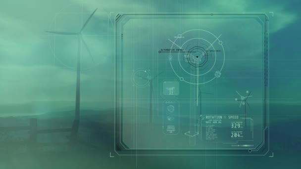 Infografías alternativas de energía verde con turbinas eólicas, renderizado 3D. — Vídeos de Stock