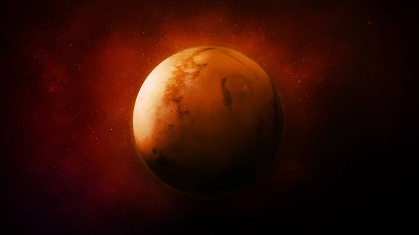黑暗太空中的红行星火星. — 图库照片