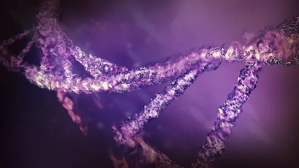 Tredimensionell DNA-sträng i virtuellt utrymme, 3D render. — Stockfoto