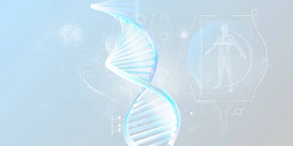 DNA double helix และข้อมูลการวิจัยของมนุษย์ . — ภาพเวกเตอร์สต็อก