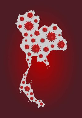 Tayland 'da COVID-19 salgını konsepti, Tayland ülke haritasında enfeksiyon yayıldı