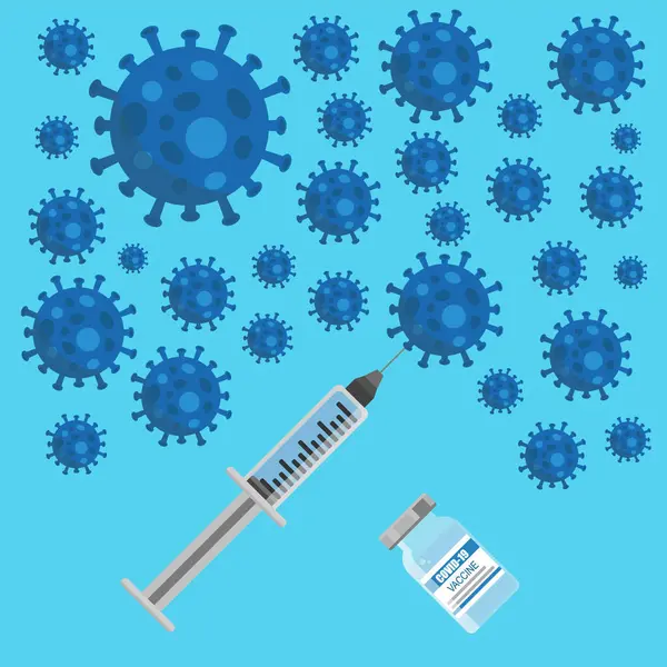 Illustrations Concept Vaccin Pour Covid Coronavirus Covid Vaccin Détruisant Virus — Image vectorielle