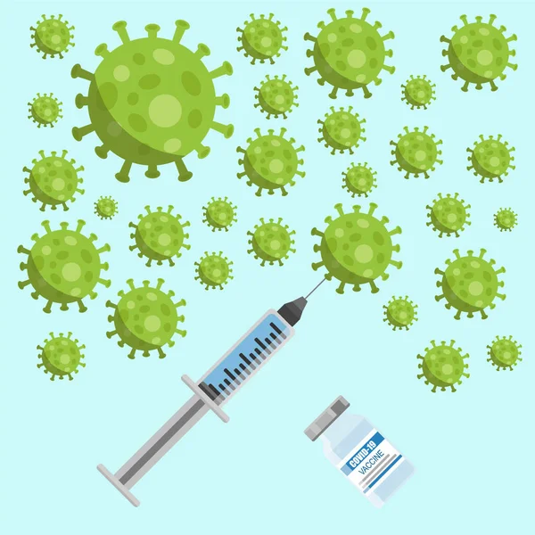 Illustrations Concept Vaccin Pour Covid Coronavirus Covid Vaccin Détruisant Virus — Image vectorielle
