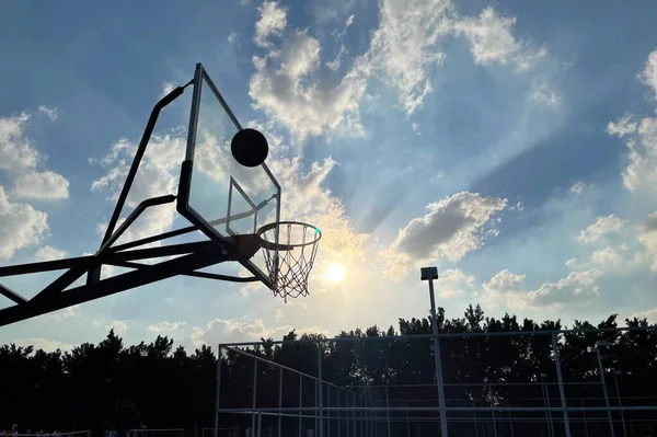 basketball hoop on the field