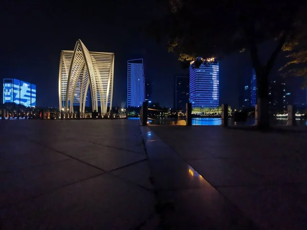 night view of the city of the lujiazui park in the evening