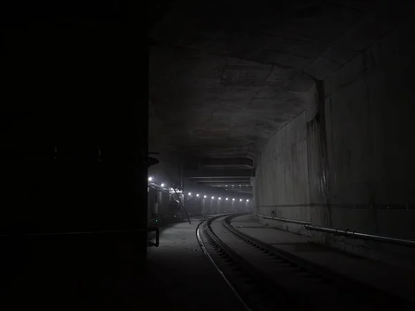 underground tunnel with a railway