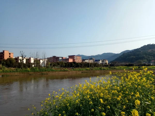 beautiful landscape with a river and a house