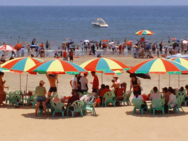 beach umbrellas on the sea