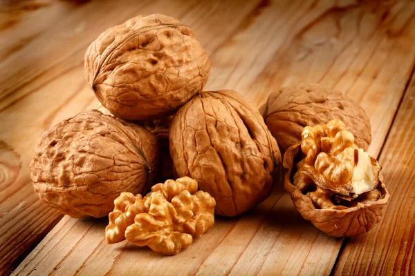 Walnuts Wooden Background — Stock Photo, Image