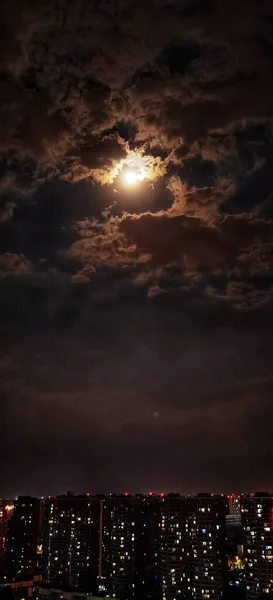 beautiful night sky with clouds